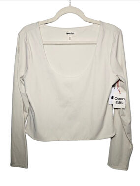 Open Edit Smooth Edit Scoop Neck Top Ivory Dove Slimming Double Lined XL NWT